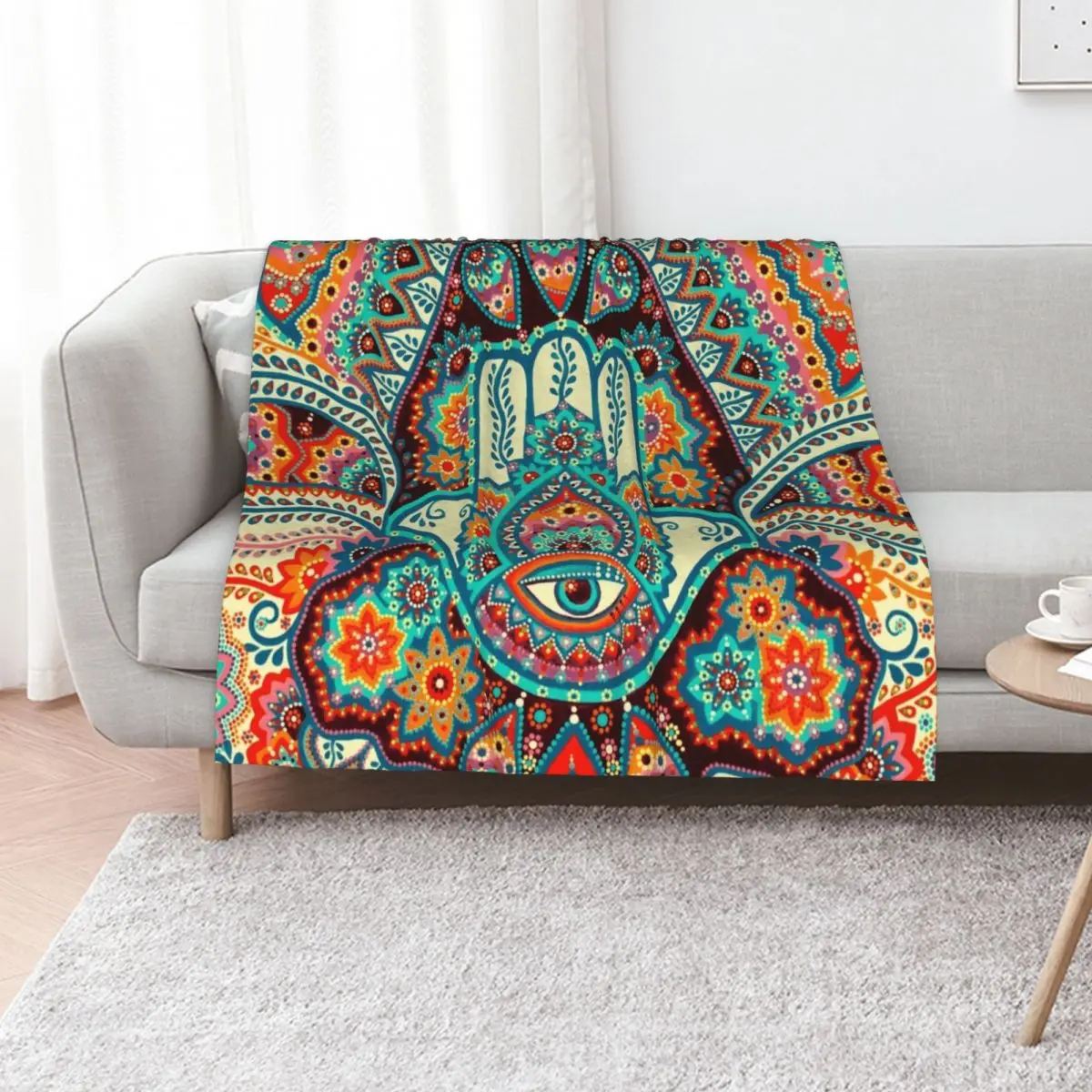 

Hamsa Hand Throw Blanket manga Soft Plush Plaid Blankets For Sofas For Decorative Sofa Blankets