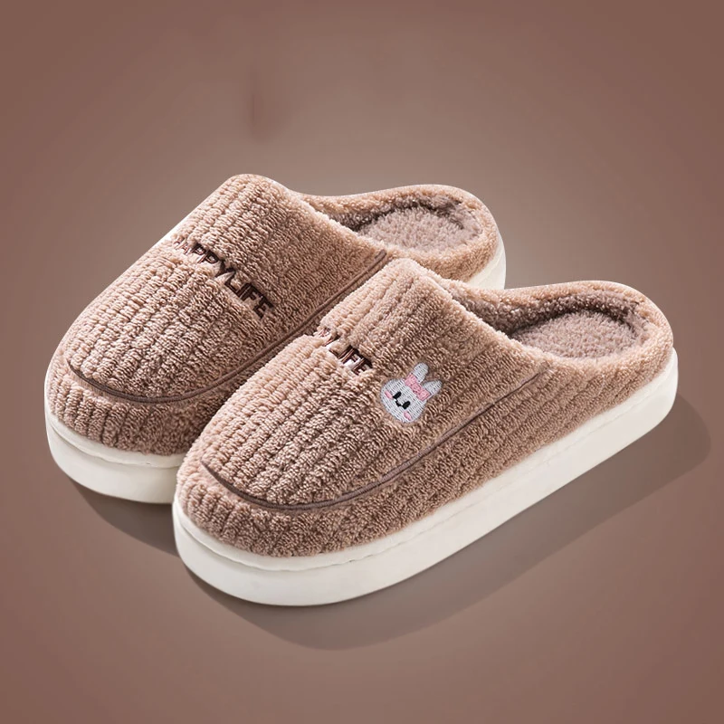 Platform Home Slippers Soft Comfortable Thick Sole Non-Slip Women Men Winter Home Slippers Warm Plush Cotton Shoe Unisex