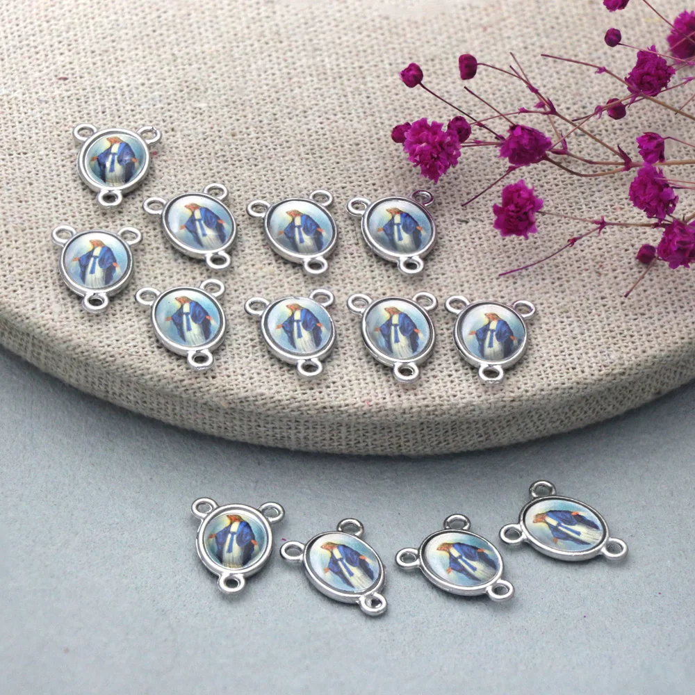 36 Pièces de Centre de Prière en Émail Notre-Dame de Grâce, Connecteurs de Chapelet Vierge Marie, Médaille Miraculeuse L01733