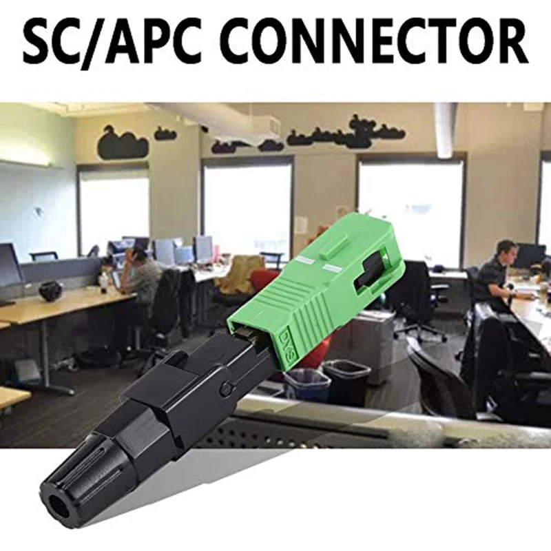 10Pcs Sc/Apc Fiber Optic Connector Embedded Single Mode Component Fiber Optic Quick Connector-Black + Green