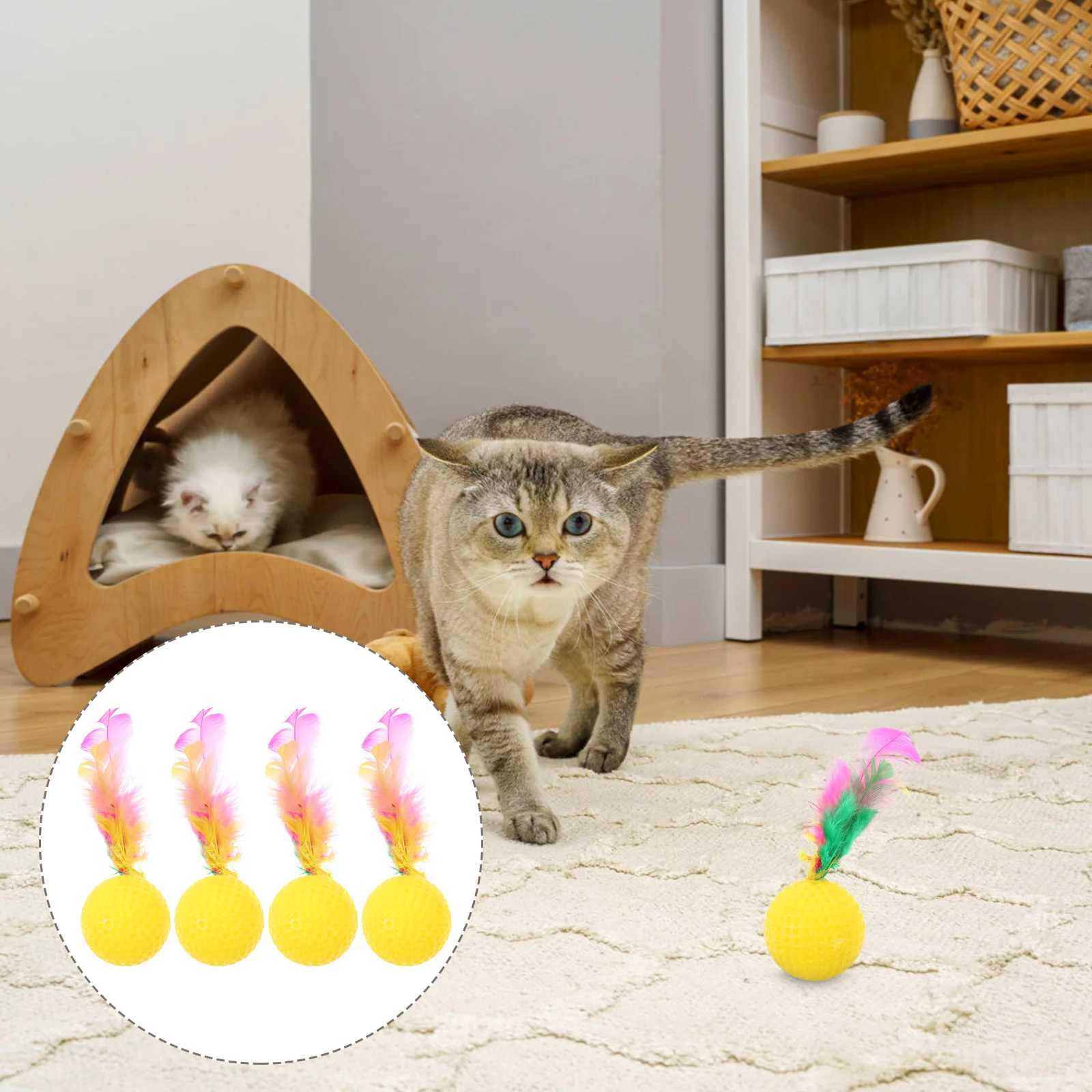 24 pçs playset som badminton exercício interativo brinquedos interativos brinquedo de treinamento de gato construção de relacionamento para animais de estimação