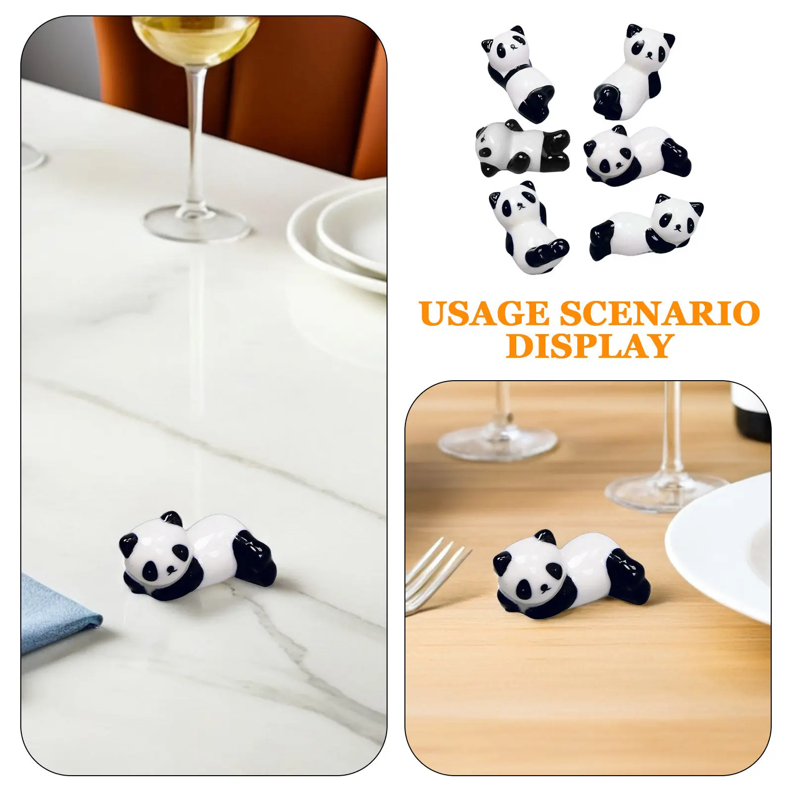 6Pcs Mini Ceramic Panda Chopsticks Rest Holder Stand Creative Chopstick Support Decorative Tableware Banquet Chopsticks Stand