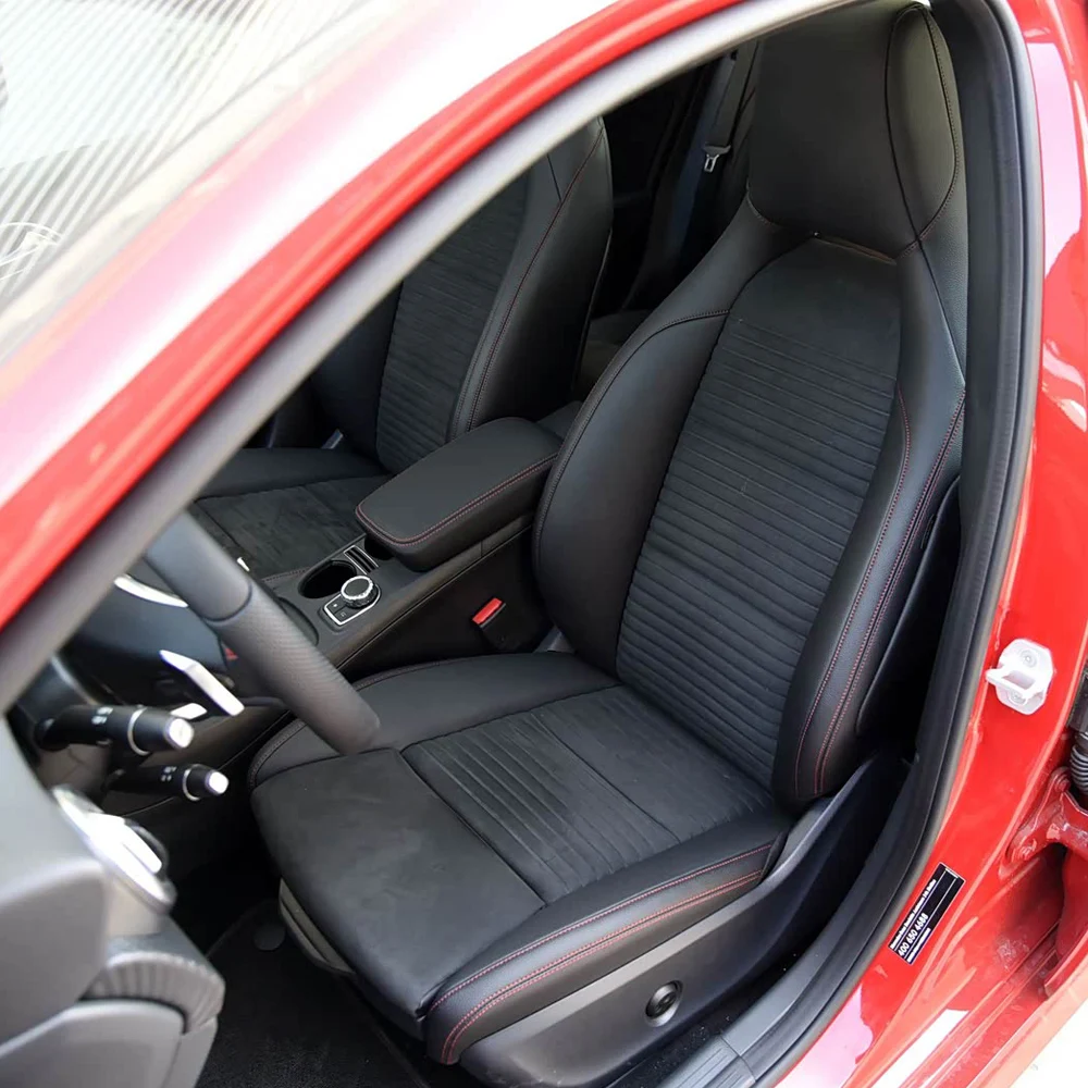 Maßgeschneiderte Autositzbezüge für Mercedes Benz A-Klasse 2013 bis 2018, vollständig umschließende PU-Leder-Sitzkissen, Sitzschutz, Sitzbezüge