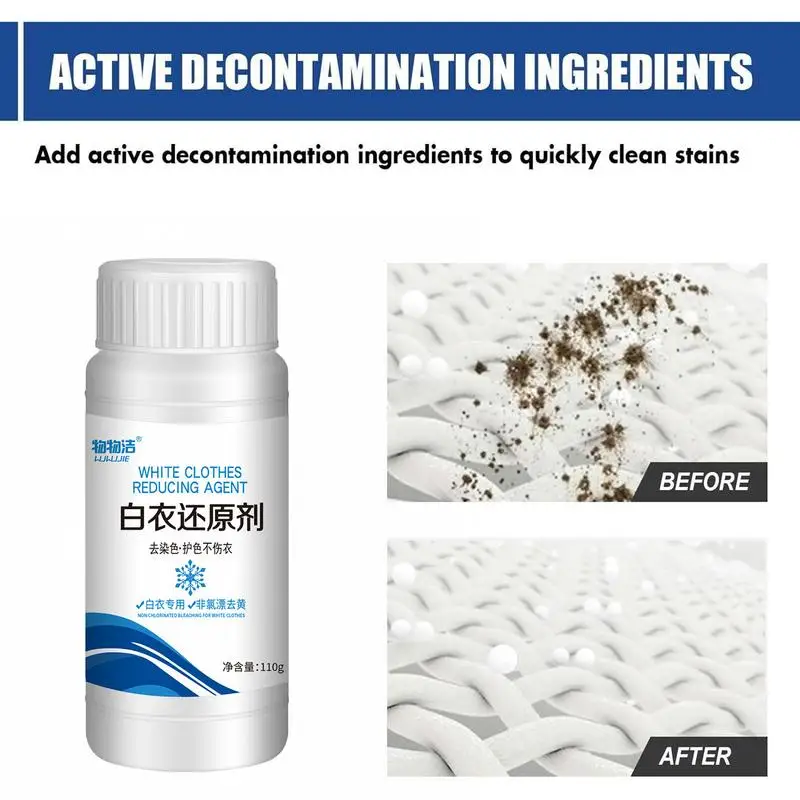 Laundry Whitener Clothes Brightener High Efficiency Stain and Odor Removal Enzyme Boosters for White Shirt Dress Sheets White