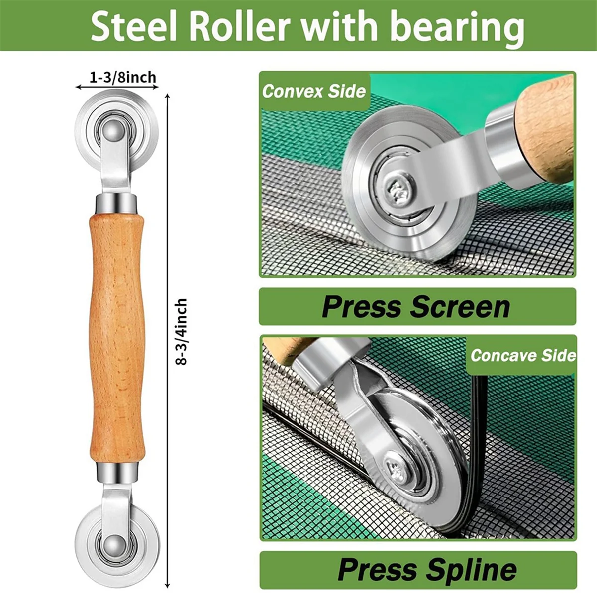 3 Piece Screen Tool Set, Window Screen Spline Roller Tool, Screen Pressure Changer Screen Door Repair Kit, Durable