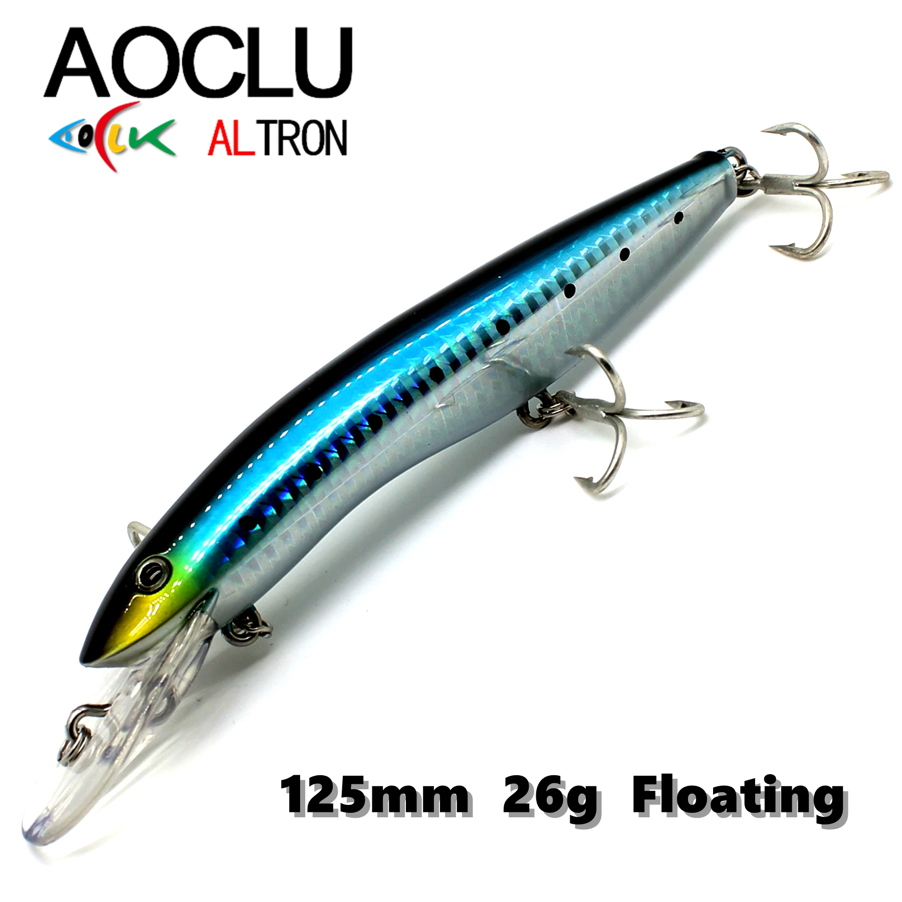 AOCLU Floating Big Minnow 125mm 26g Hard Bait Jerkbait Rattle 1PC Wire For Deep Sea Boat Rock Lure 4X Treble Hooks Japan Quality