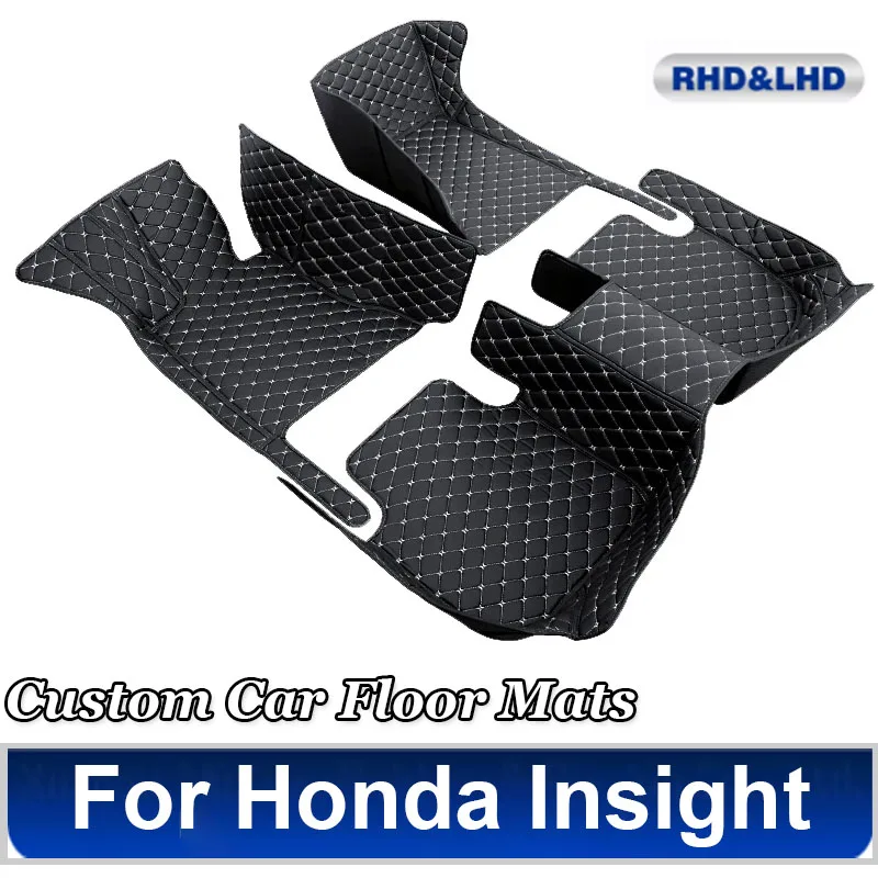 Car Floor Mats For Honda Insight ZE2 ZE3 2010~2014 Auto Foot Pads Mat Luxury Leather Carpet Rugs Interior Parts Car Accessories