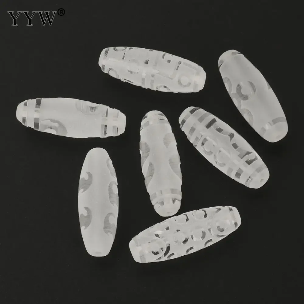 1PC High Quality Natural Tibetan Dzi Beads White Crystal Quartz Frosted DIY Jewelry Making Material Stone Bead 12x30mm/12x38mm