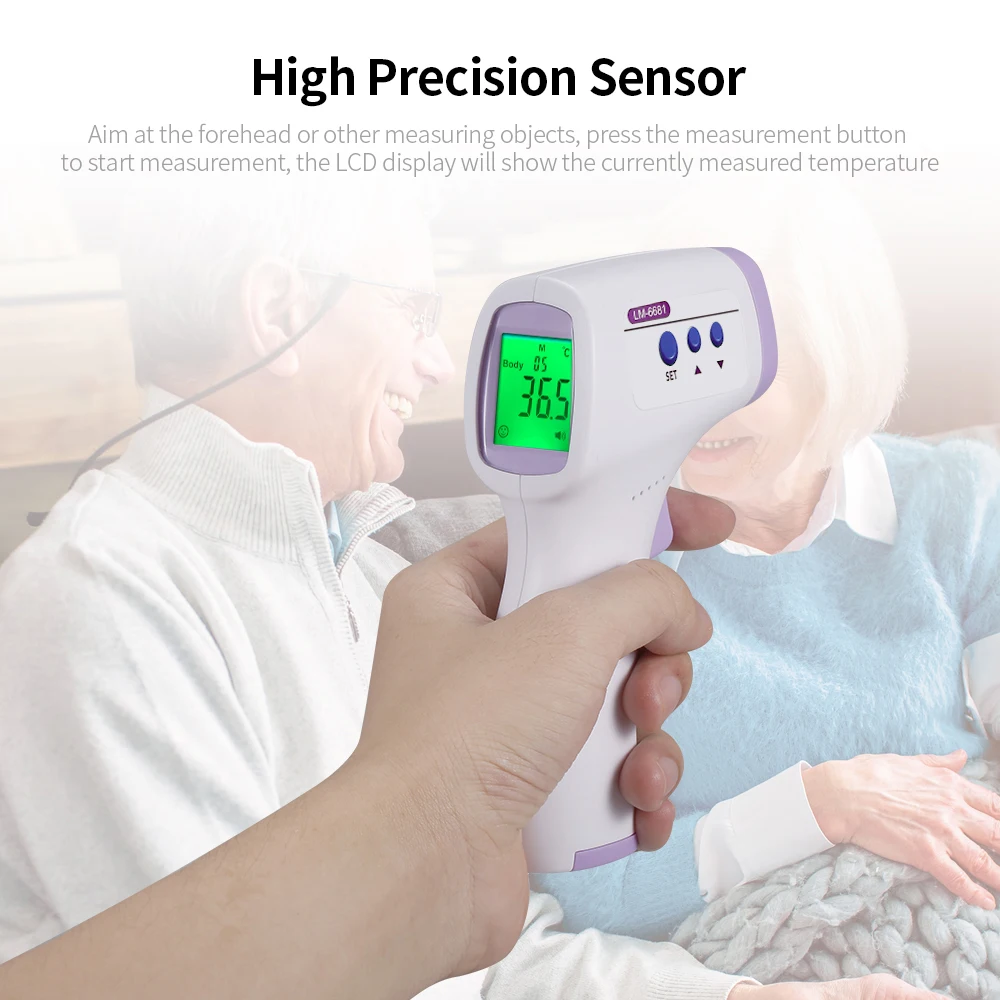 Thermometer Infrared Digital LCD Body Measurement Forehead Ear Non-Contact Fever Measure Tool IR for Baby Adult