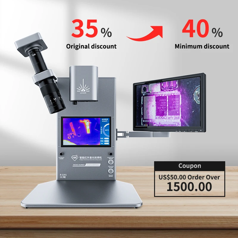 적외선 BGA 모바일 리볼링 리워크 스테이션, 칩 수리 내장 레이저 납땜 기계 키트, IR2201, 160W, 30x30mm 