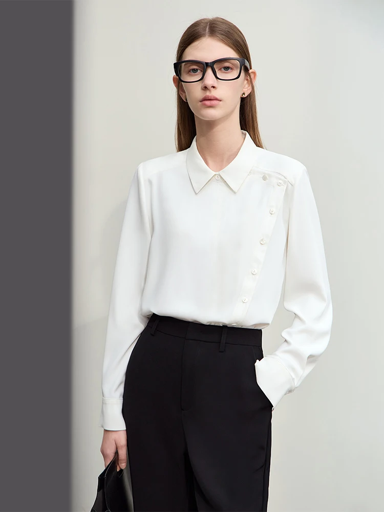 AMII Minimalism Office Lady Turndown Collar Chiffon 2023 Spring Women Shirts & Blouses Elegant and Youth Woman Blouses 72321022