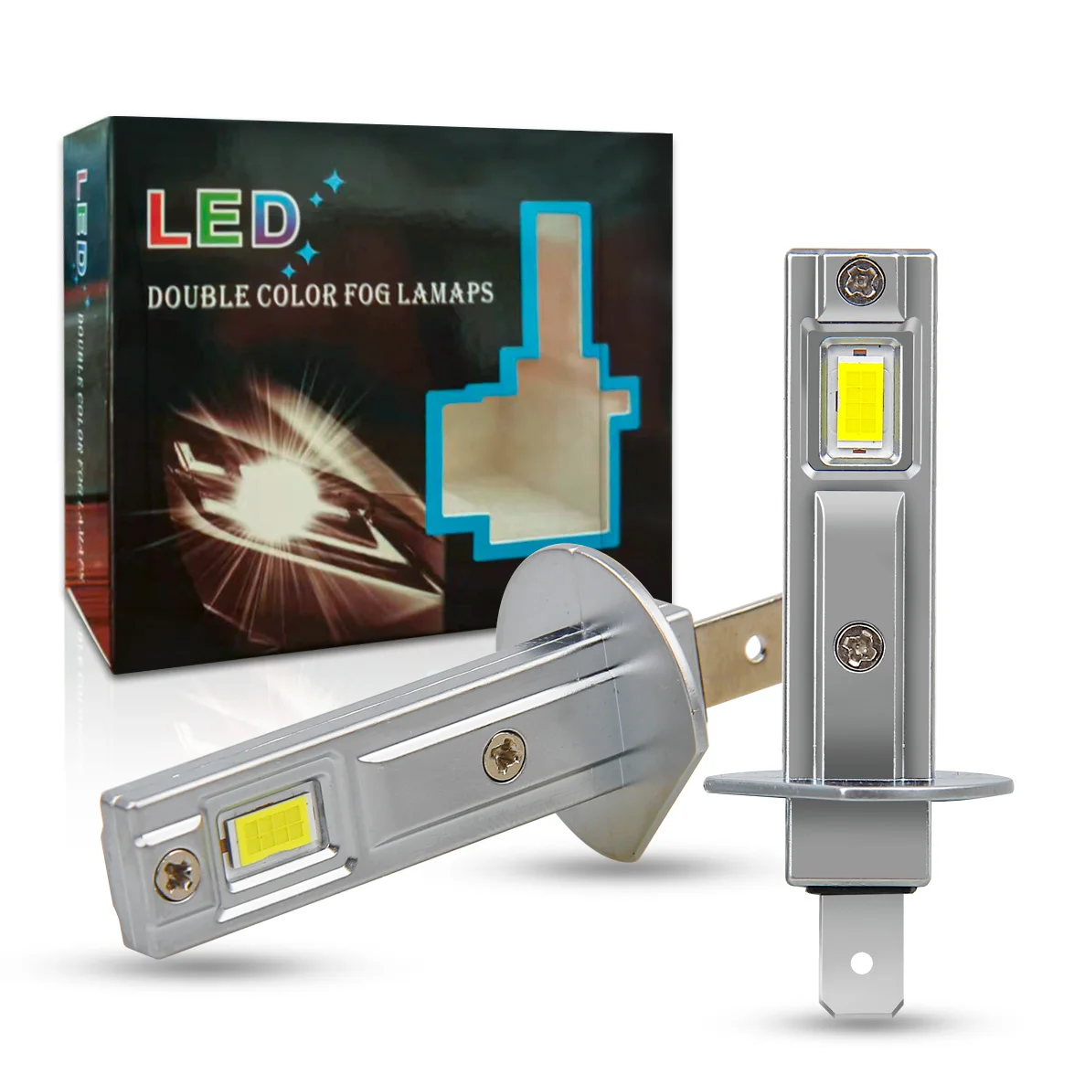 

2pcs High Power H1 LED Headlight Bulbs Super Bright Powerful No Adapter Required Car Turbo Diode White Moto Fog Lamp 12v 55W DRL