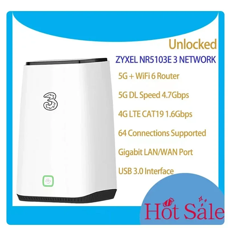 

Original ZYXEL NR5103E 5G WIFI 6 + Mesh Router 4.7Gbps NSA/SA 4×4 MIMO Home Office 5G 4G LTE CAT19 1.6Gbps SIM Modem CPE Router