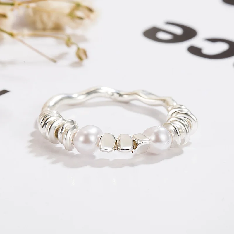 

925 Sterling Silver Irregular Pearl Ring for Women Luxury High Grade Feeling Index Finger Rings Fine Jewelry Birthday Gifts
