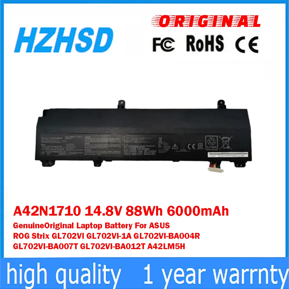 

A42N1710 14.8V 88Wh 6000mAh Оригинальный аккумулятор для ноутбука ASUS ROG Strix GL702VI GL702VI-1A GL702VI-BA004R GL702VI-BA007T