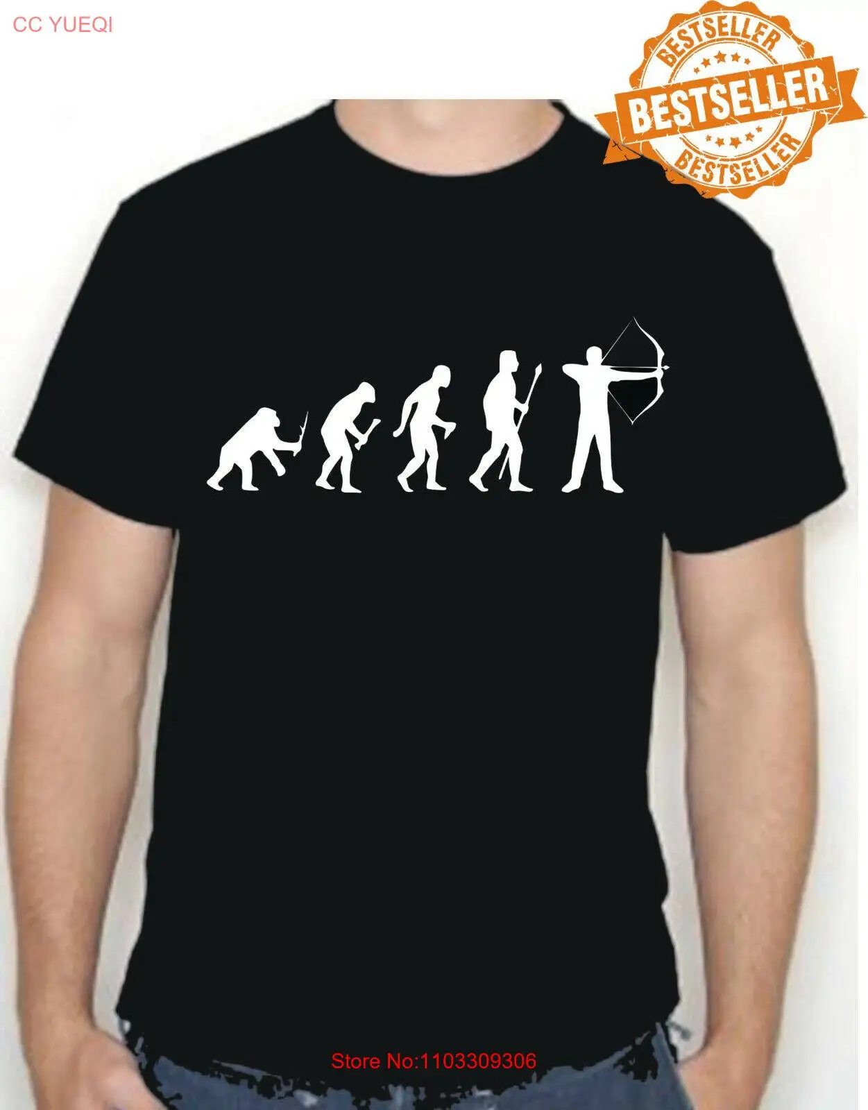 Футболка APE - Archery Evolution/смешная/Адам и Ева/День рождения/Рождество/искусство