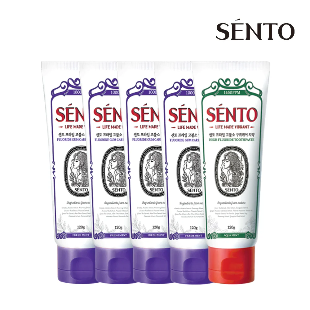 [نمو 4+1] معجون أسنان SENTO Prime Bad Breath/اللثة/التبييض/الفحم الأسود 120 جم 4 + 1