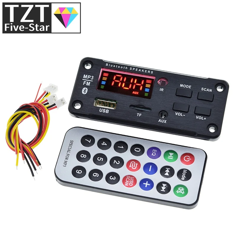 MP3 Decoder Board Color Screen Bluetooth V5.0 Car MP3 Player USB Recording Module FM AUX Radio For Speaker