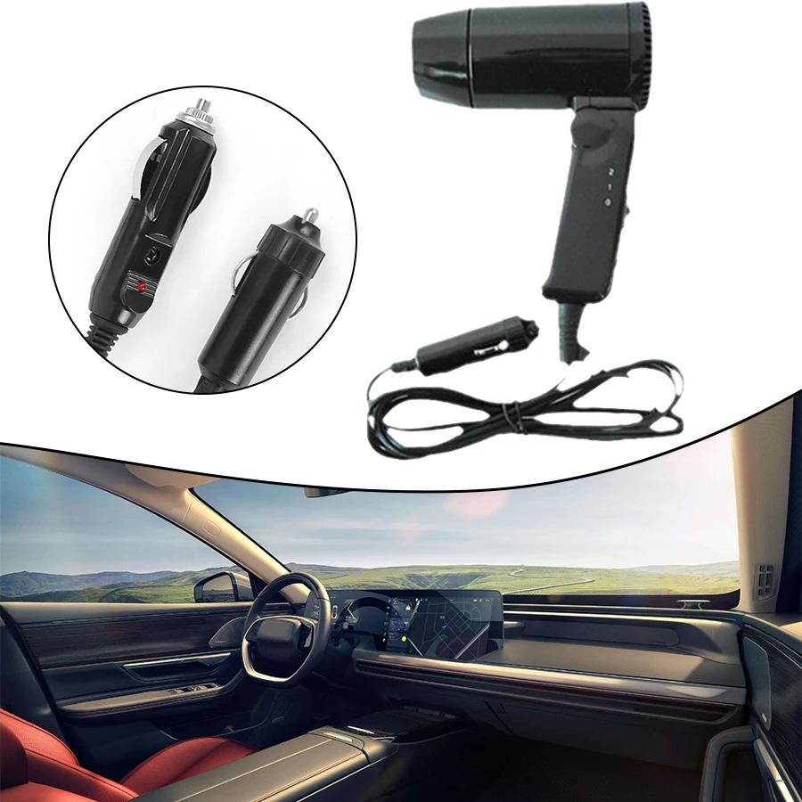 Compact Vehicle Dryer 12V Hair Dryer Car Interior 1.2 Meters Power Cable Car Styling Hair Dryer Hot Air Function For Vehicle Use