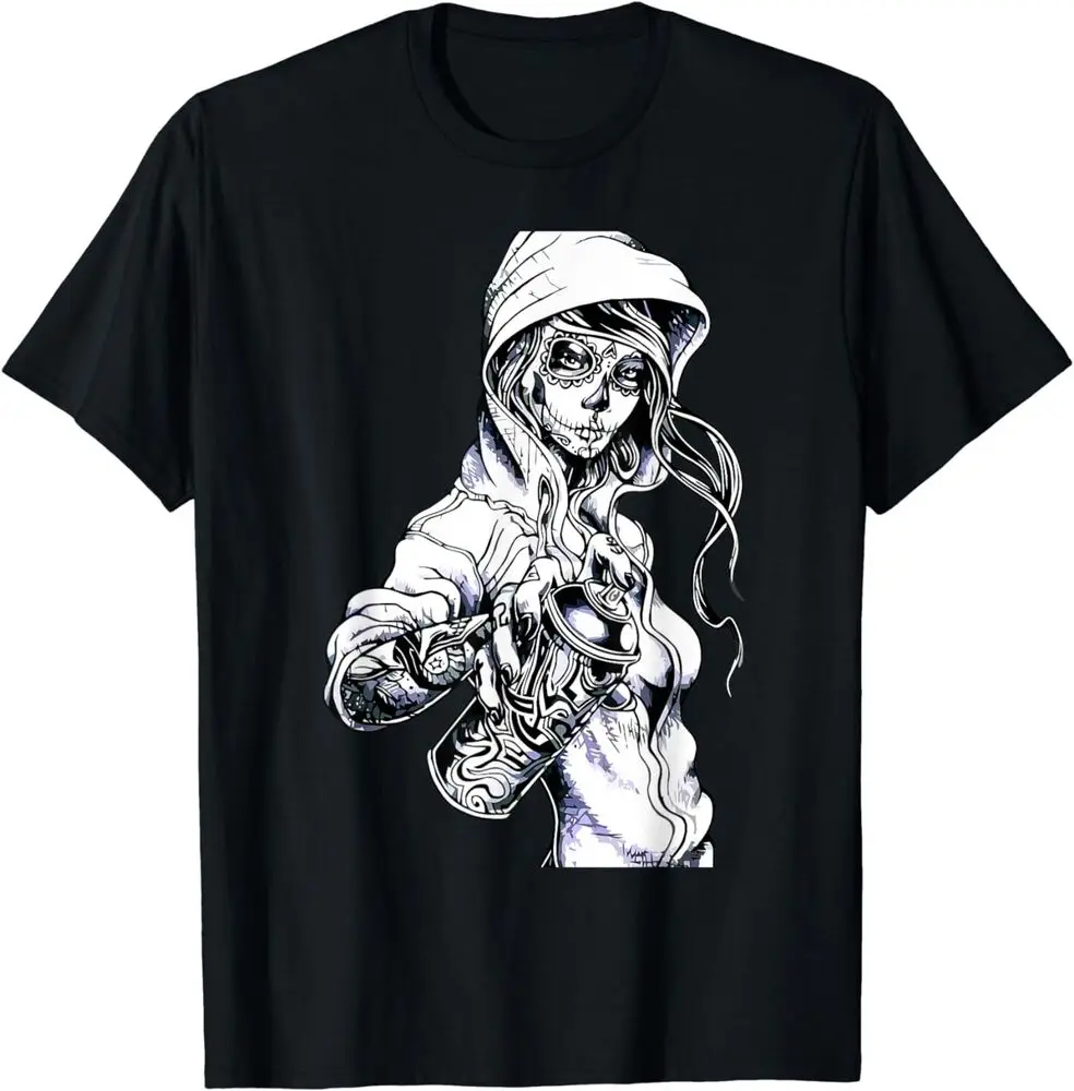 Graffiti Tag Skeleton Ghetto Girl T-Shirt For Men Clothing Women Tees Y2K Tops Unisex Summer Short Sleeve