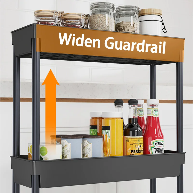 2/3/4 Layer Movable Storage Rack Kitchen Bathroom Slim Slide Organizers Gap Shelf Organizers Stand Space Saving Tools