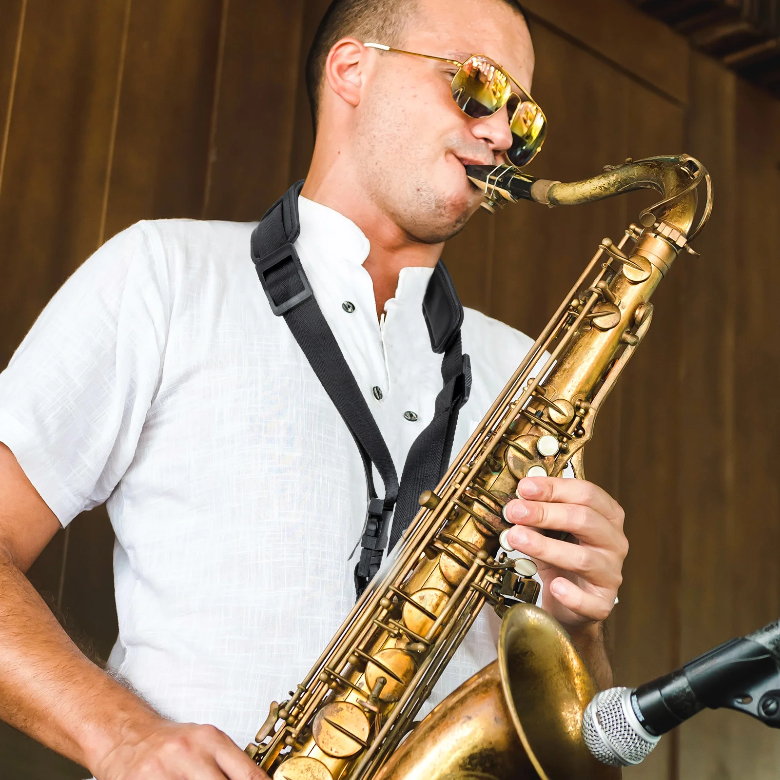 

Black Tube Neckband Sax Strap Saxophone for Alto Adjustable Accessories Accessory