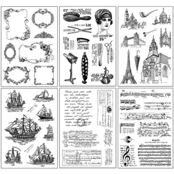 Sailboat/castle/music Score Silicone Clear Stamps Scrapbooking Supplies DIY Card Making Crafts Journal Vintage Rubber Stamp