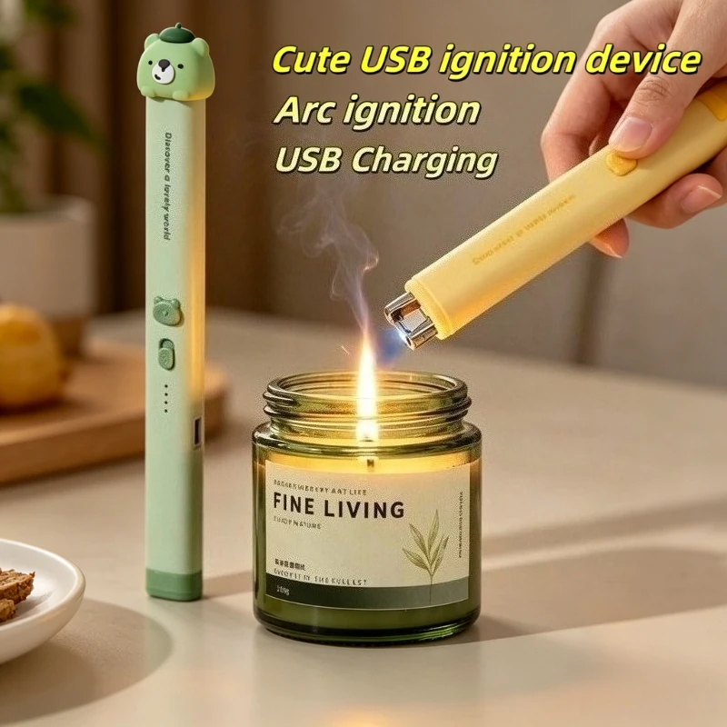 Cute USB Charging Arc Ignition Lighter, Multifunctional for Aromatherapy Candles and Stoves, Exquisite Ladies Smoking Gift