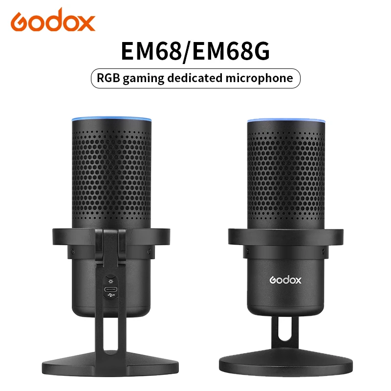 

Godox EM68 EM68G E-sports Cardioid Condenser Microphone Professional With RGB Light Compatible Mic App Wireless Control