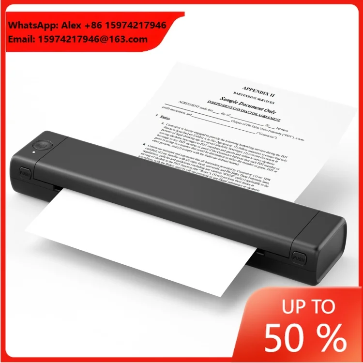 New Design M08F Wireless Handheld Portable Thermal Printer(Black A4 Version)