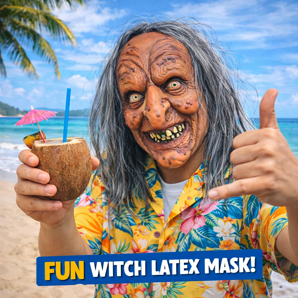 

Realistic Scary Witch Mask For Halloween Cosplay Party Decor & Haunted House - Vintage Creepy Old Hag Costume Accessory