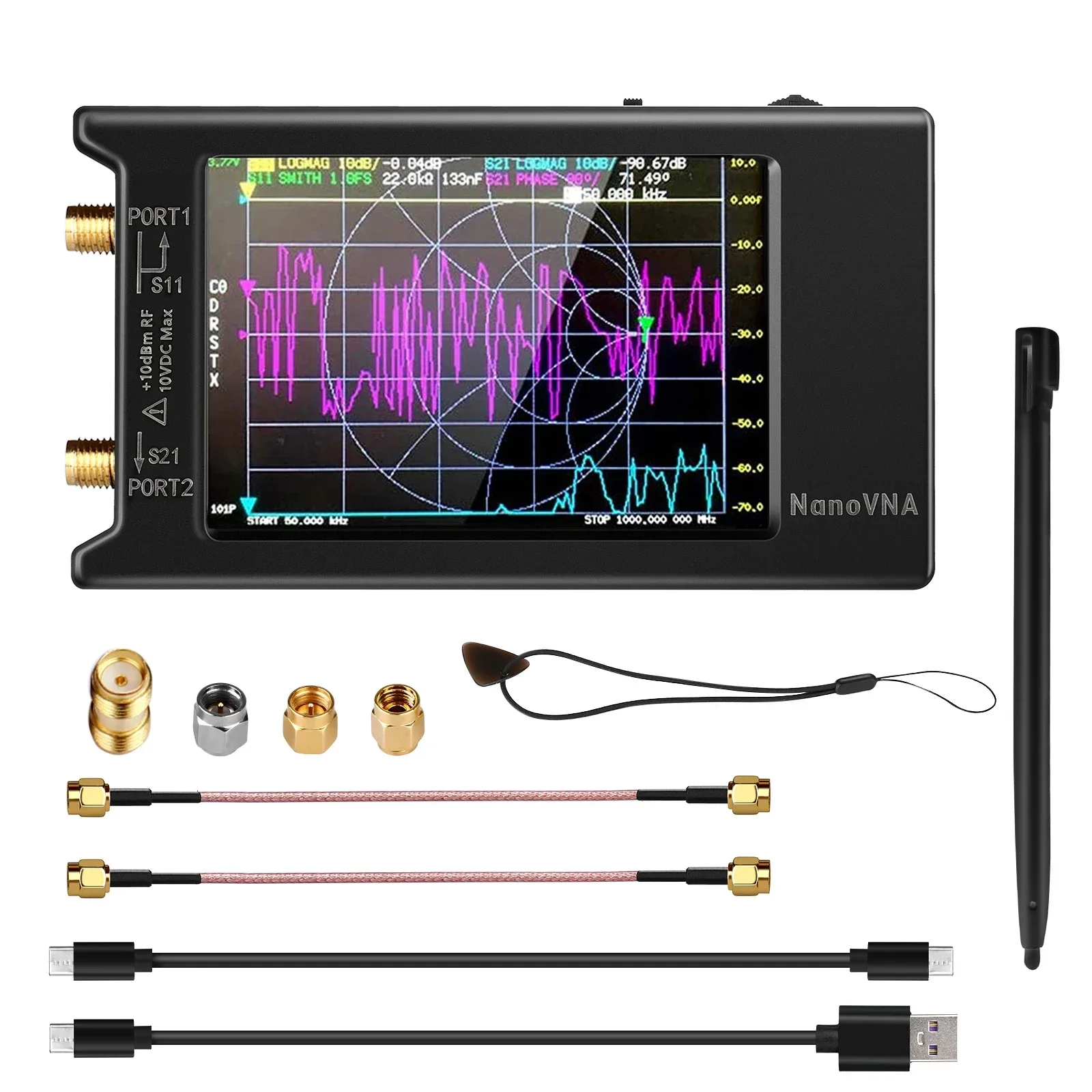 New Updated NanoVNA-H4 4inch Vector Network Analyzer 10k-1.5GHz HF VHF UHF Antenna Analyzer Version 4.3 with SD Card Slot