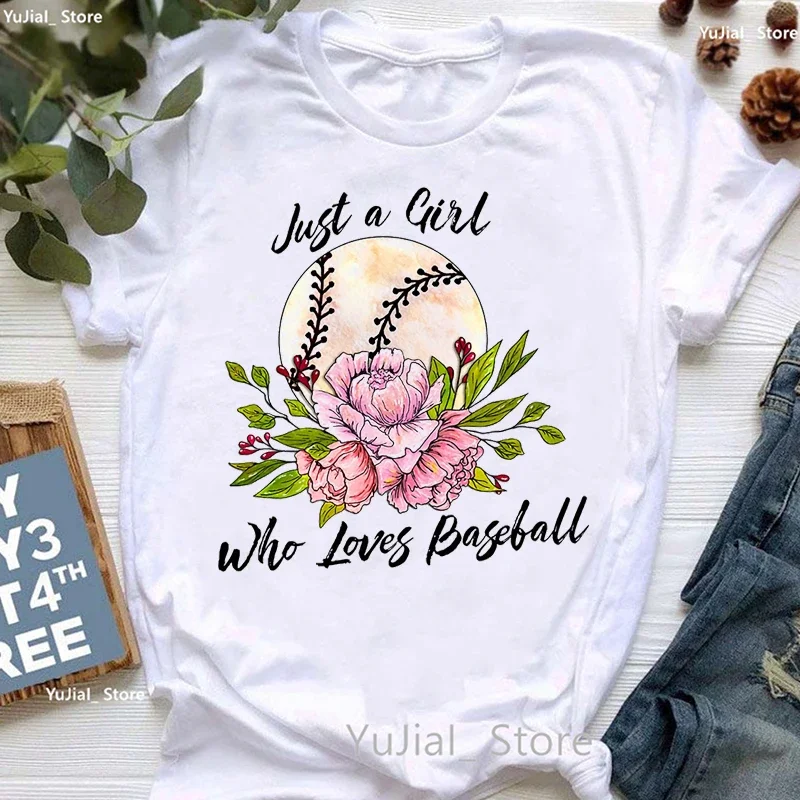 

Just A Girl How Loves Baseball Graphic Print T Shirt Women Basketball/Football Mama Tshirt Femme Summer Fashion Tops Tee Shirt