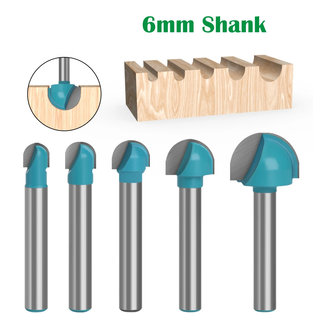 5-piece Set of 6-handle Woodworking Cutter, Lace Cutter, Round Head Cutter, Ball Cutter, Woodworking Milling Cutter