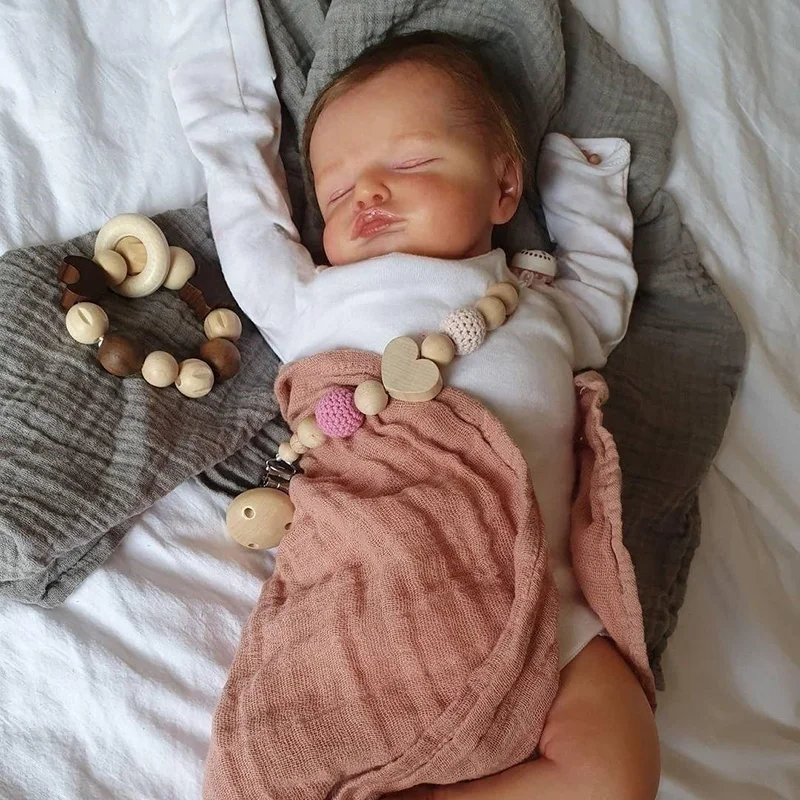 49cm  Reborn Baby Dolls Handmade 3D Skin Visible Veins Reborn Sleeping Baby Doll Girl Rosalie with Hand-Rooted  Hair and Gift