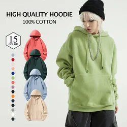 Spring Autumn 100% Cotton Hoodies Sweatshirt Mens Solid Basic Essential Unisex Casual Classic Luxury Thin Women Pullovers Jogger