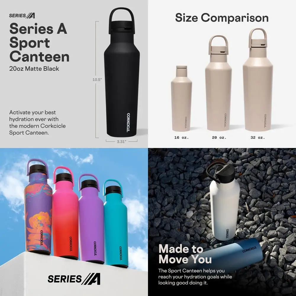 

Long-Lasting Cold Stainless Steel Water Bottle - Triple Insulated, Spill-Proof, 20 oz Matte Black