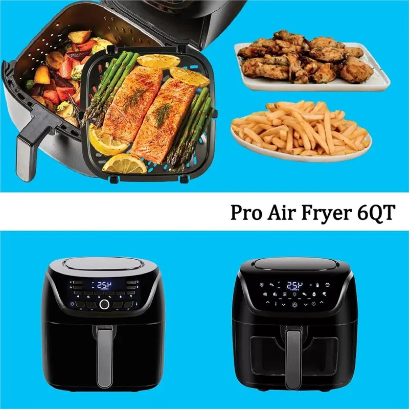 EMECE-6QT Air Fryer Pan For Powerxl Vortex Pro Air Fryer Plus 6QT, Upgraded Air Fryer Pan/Crispy Pan/Tray/Grill/Grating