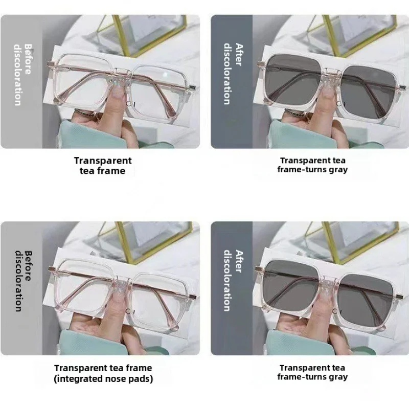 Anti-Blue Light Glasses Photosensitive Discoloration Women Men Oversized Optical Frame Eye Protection Eyeglass Computer Goggles