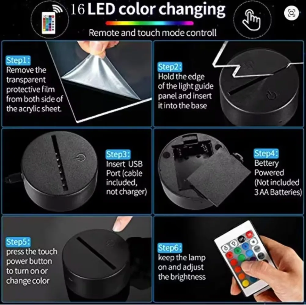 K-POP Anime Zoe Rumi Mira Saja Boys Remote Control Night Light 16 Color LED Lamp USB Rechargeable Birthday Gift Kpop Fans Kids - Image 6