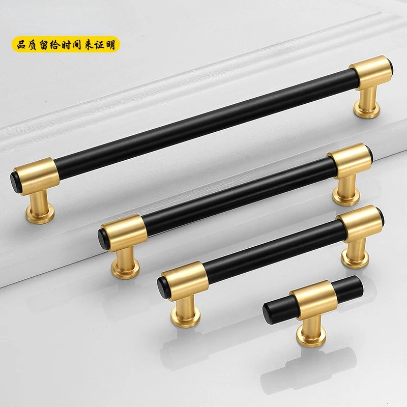 Simple European Black Gold Zinc Alloy Handle Cabinet Drawer Single Hole Handle Kitchen Furniture Shoe Cabinet Handle