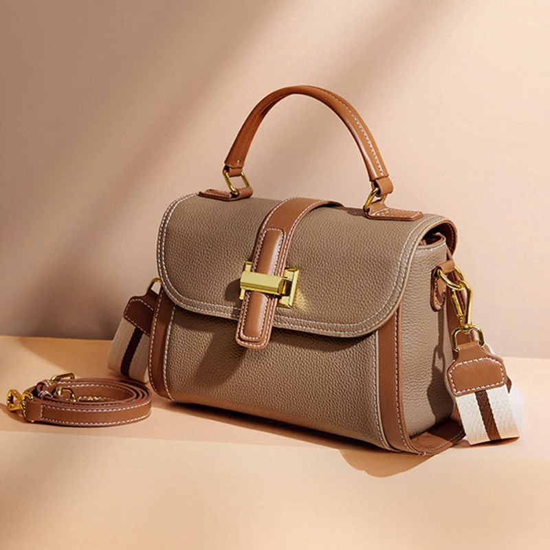 

First Layer Leather Tote Bag for Women Stylish Top Handheld Shoulder Purse Versatile Crossbody Bag Minimalist Luxury Purse