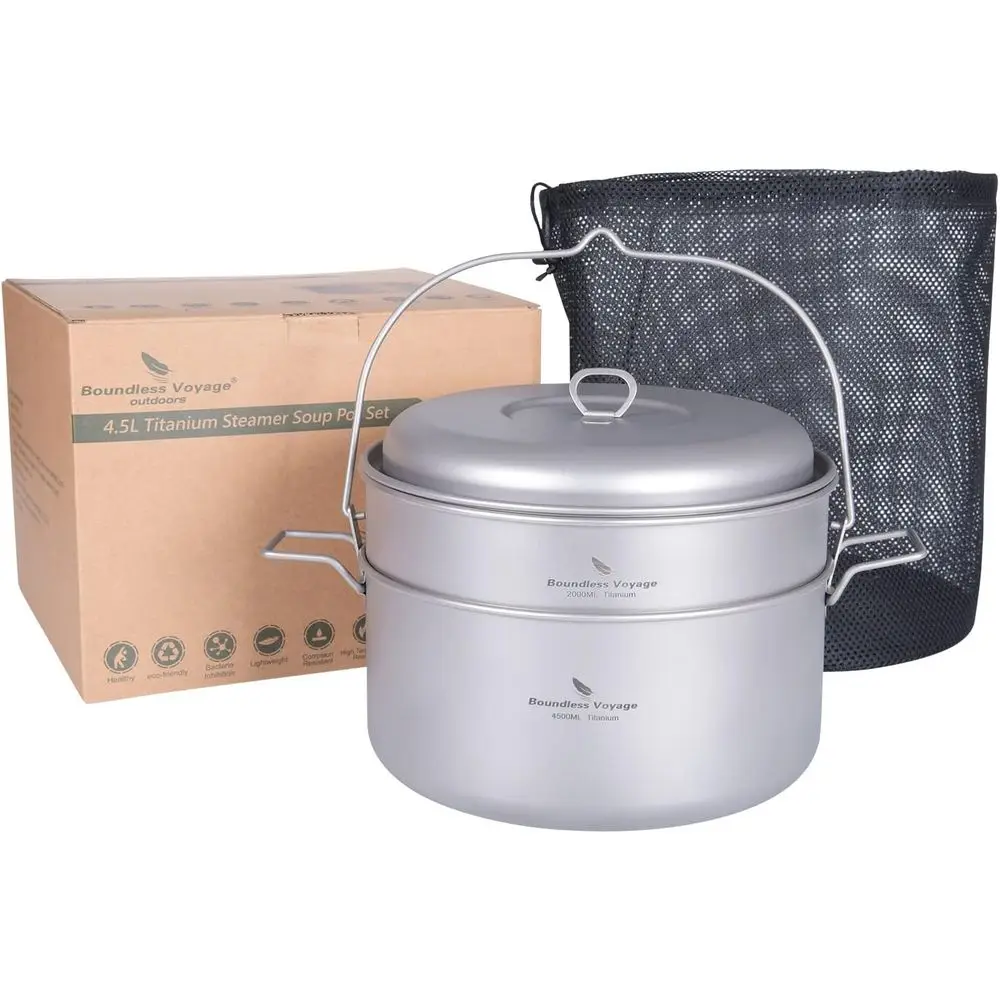 

Подвесная кастрюля 4,5 л со стойкой для приготовления на пару, складная ручка, набор пароварки для приготовления пищи на природе, кемпинга