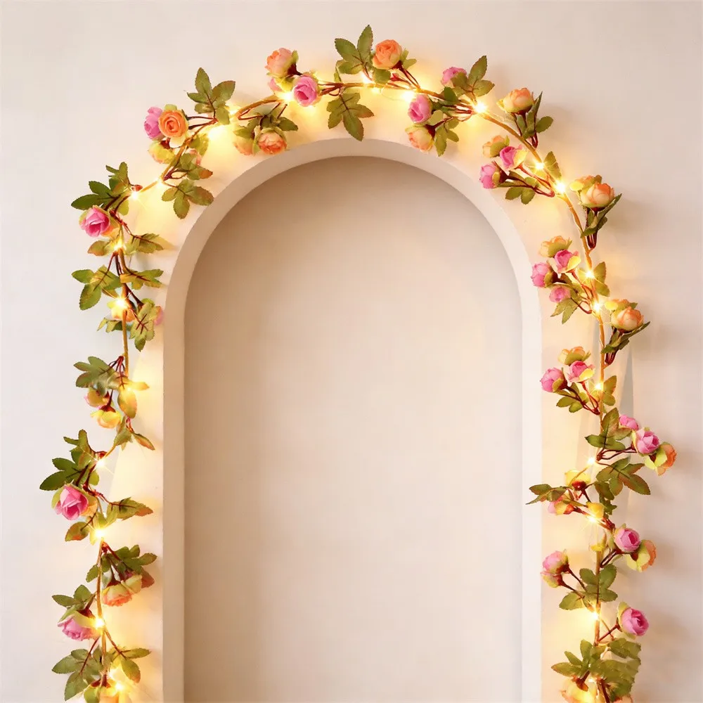 

Battery Operated Flower Green Leaf String Lights Artificial Ivy Vine Fairy Light Wedding Party Christmas Home Room Decoration