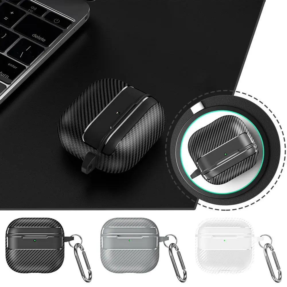 For AirPods 4 Carbon Fiber Texture Case Wireless Bluetooth Earphone Protective For AirPods 4 Cover Headphone Accessories