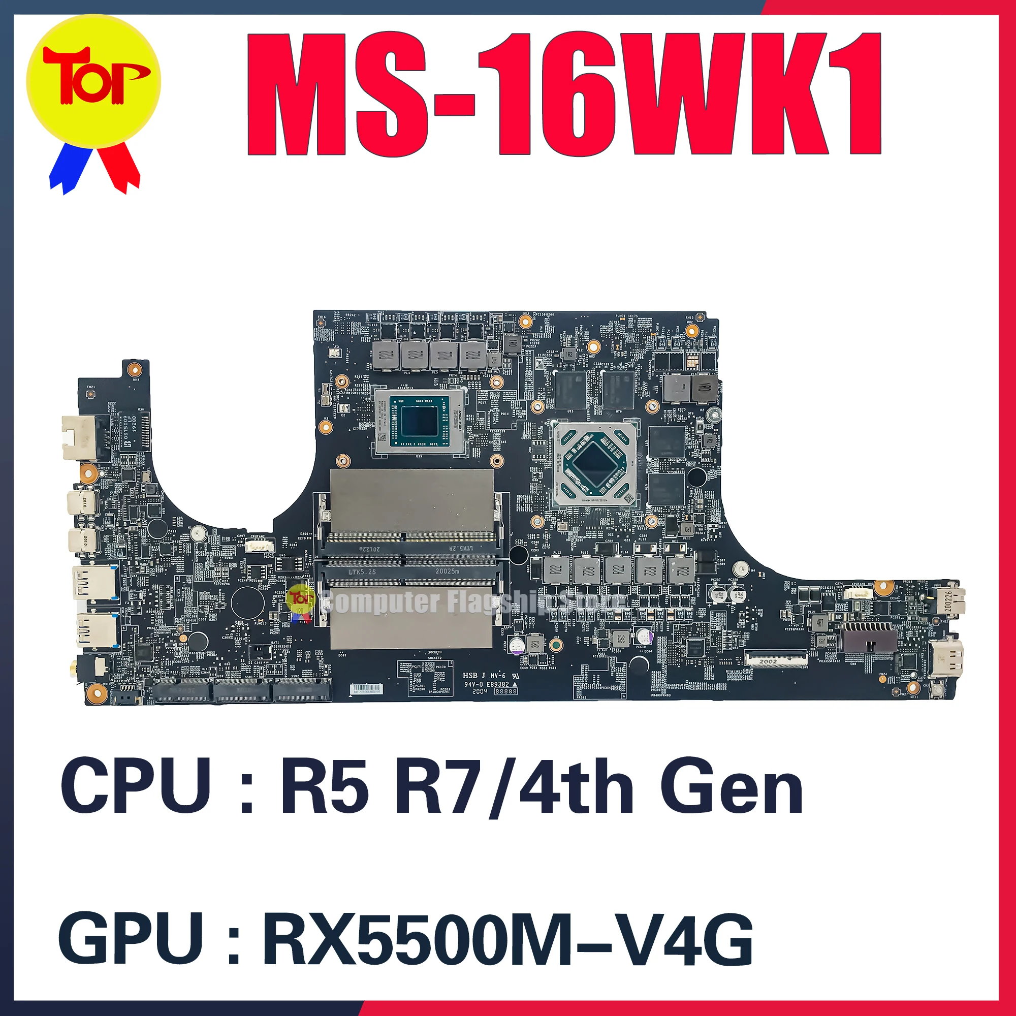 Placa base para ordenador portátil MS-16WK1 para MSI MS-16WK BRAVO 15 A4DDR R5-4600H R7-4800H RX5300M-3G RX5500-4G placa base 100% prueba OK
