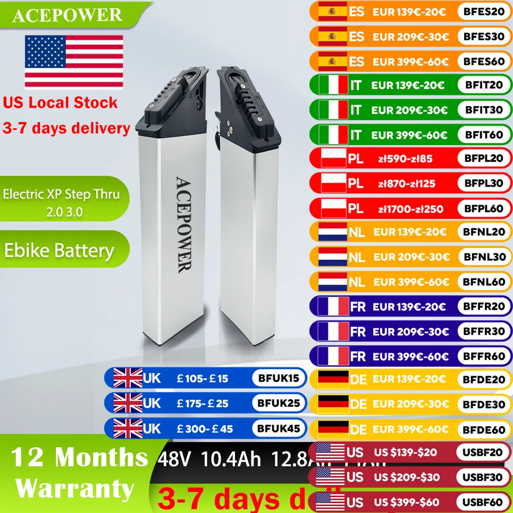 For Electric XP Step-thru 1.0 2.0 Ebike Battery 48V 10.4Ah 12.8Ah 14Ah For XP Step-thru 1.0 2.0 Folding Electric Bike Battery