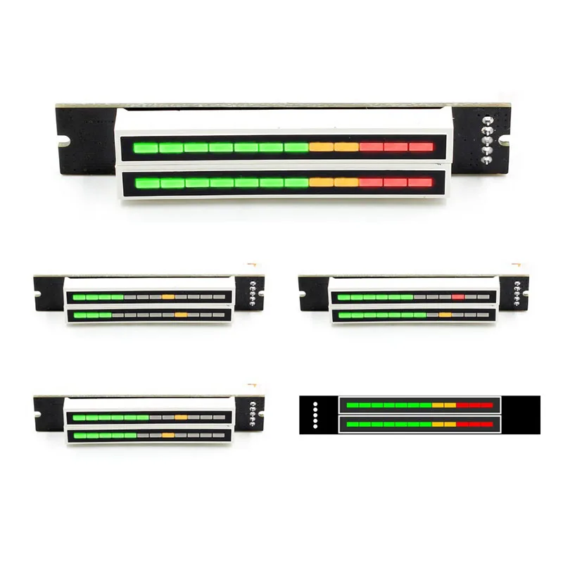 Mini Dual Channel 12 Bit LED Music Spectrum Level Indicator Light Adjustable Light Speed VU Meter Stereo Amplifier Board 7-12V