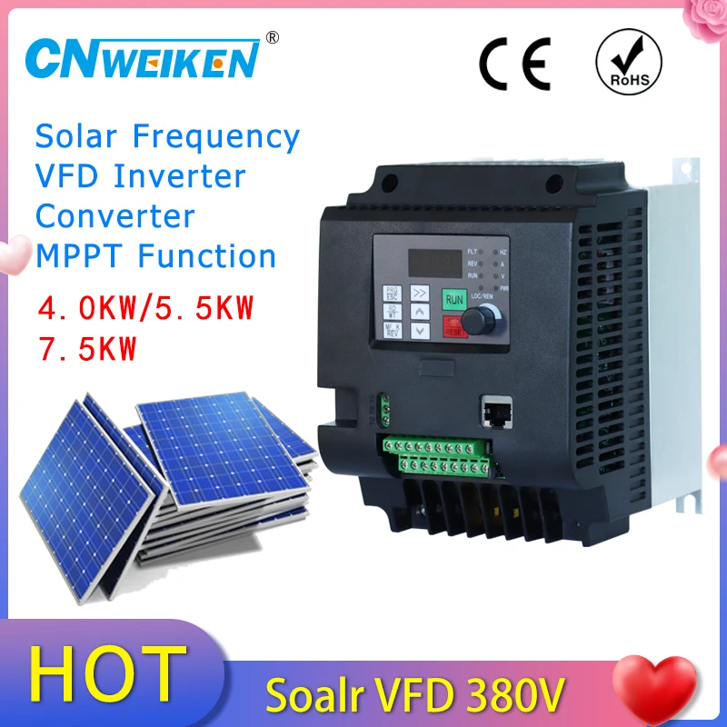 DC400-700V to AC 380V 7.5KW Solar VFD High Performance Photovoltaic Pump Inverter VFD of AC 3Phase Output For Water pump Motor