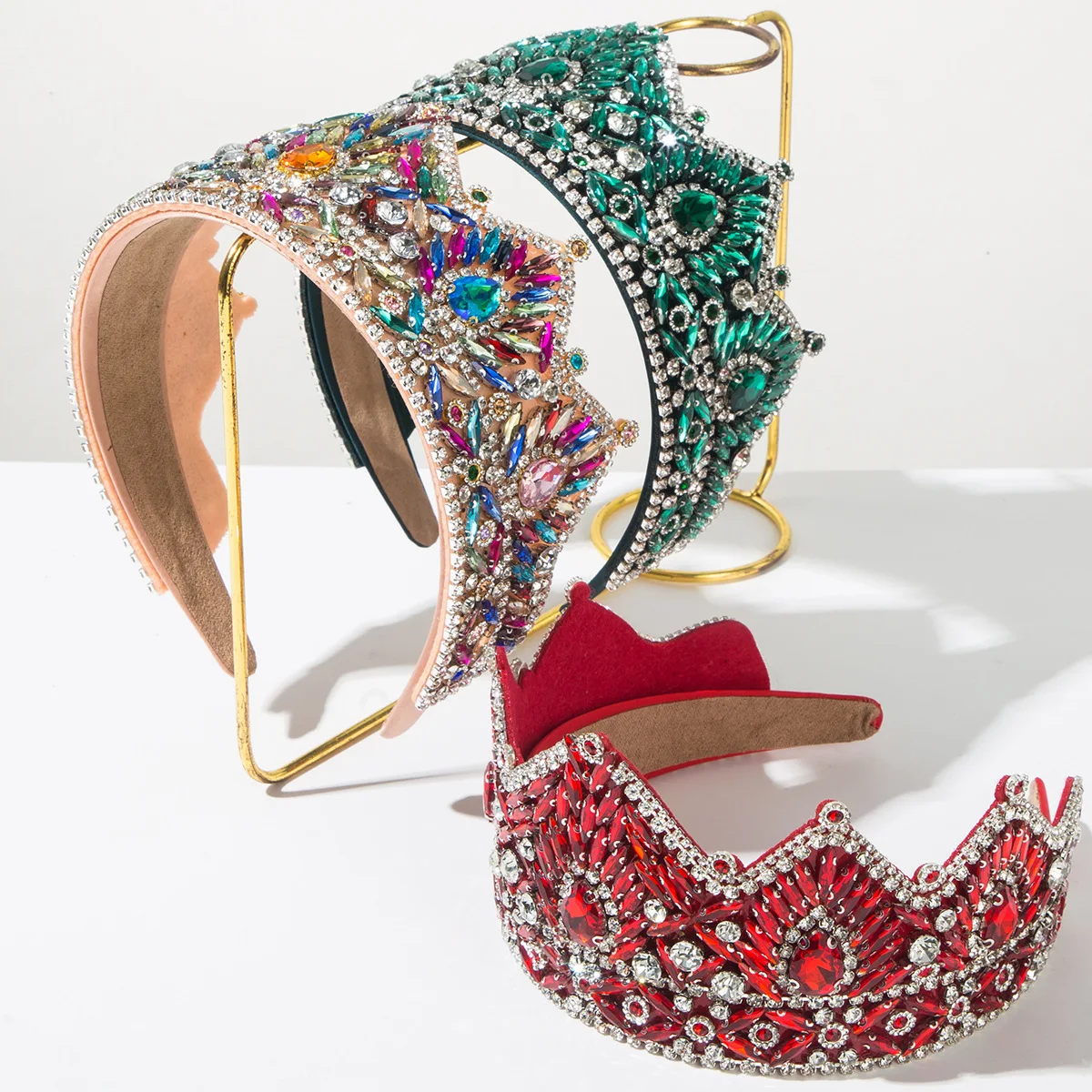 European and American Retro Baroque Style Full Diamond Crown Wide Headband High-end Luxurious Wedding Hair Accessory